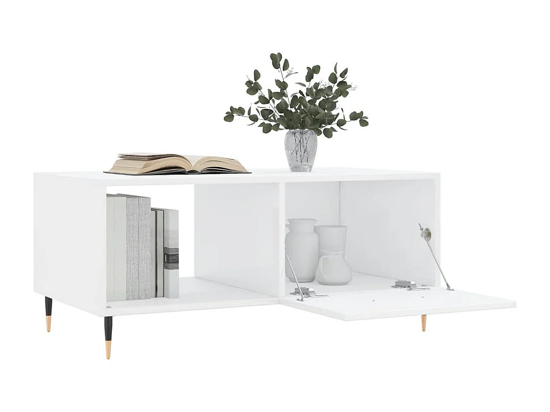 Table basse Blanc brillant 90x50x40 cm Bois d'ingénierie