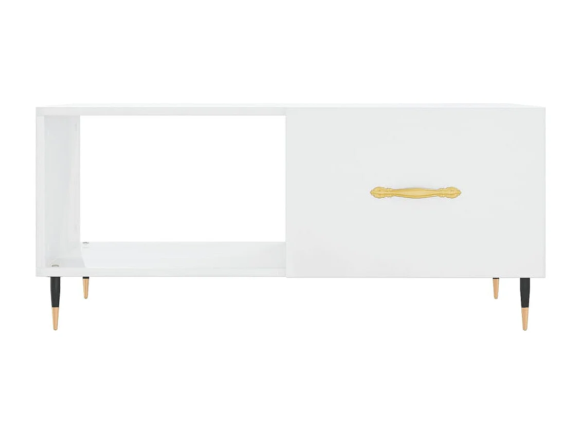Table basse Blanc brillant 90x50x40 cm Bois d'ingénierie