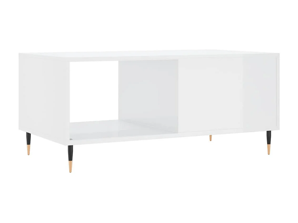 Table basse Blanc brillant 90x50x40 cm Bois d'ingénierie