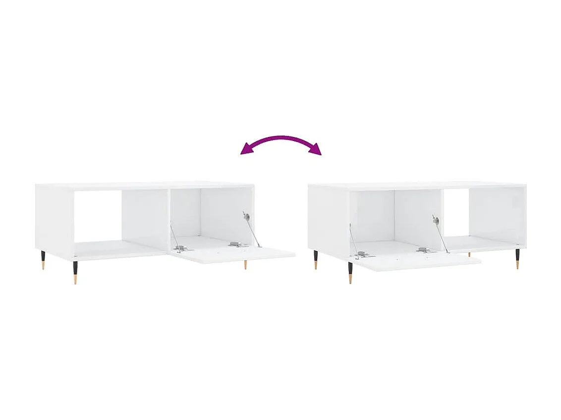 Table basse Blanc brillant 90x50x40 cm Bois d'ingénierie