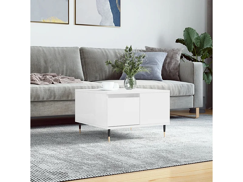 Mesa de centro 55x55x36,5 cm derivados madeira branco brilhante