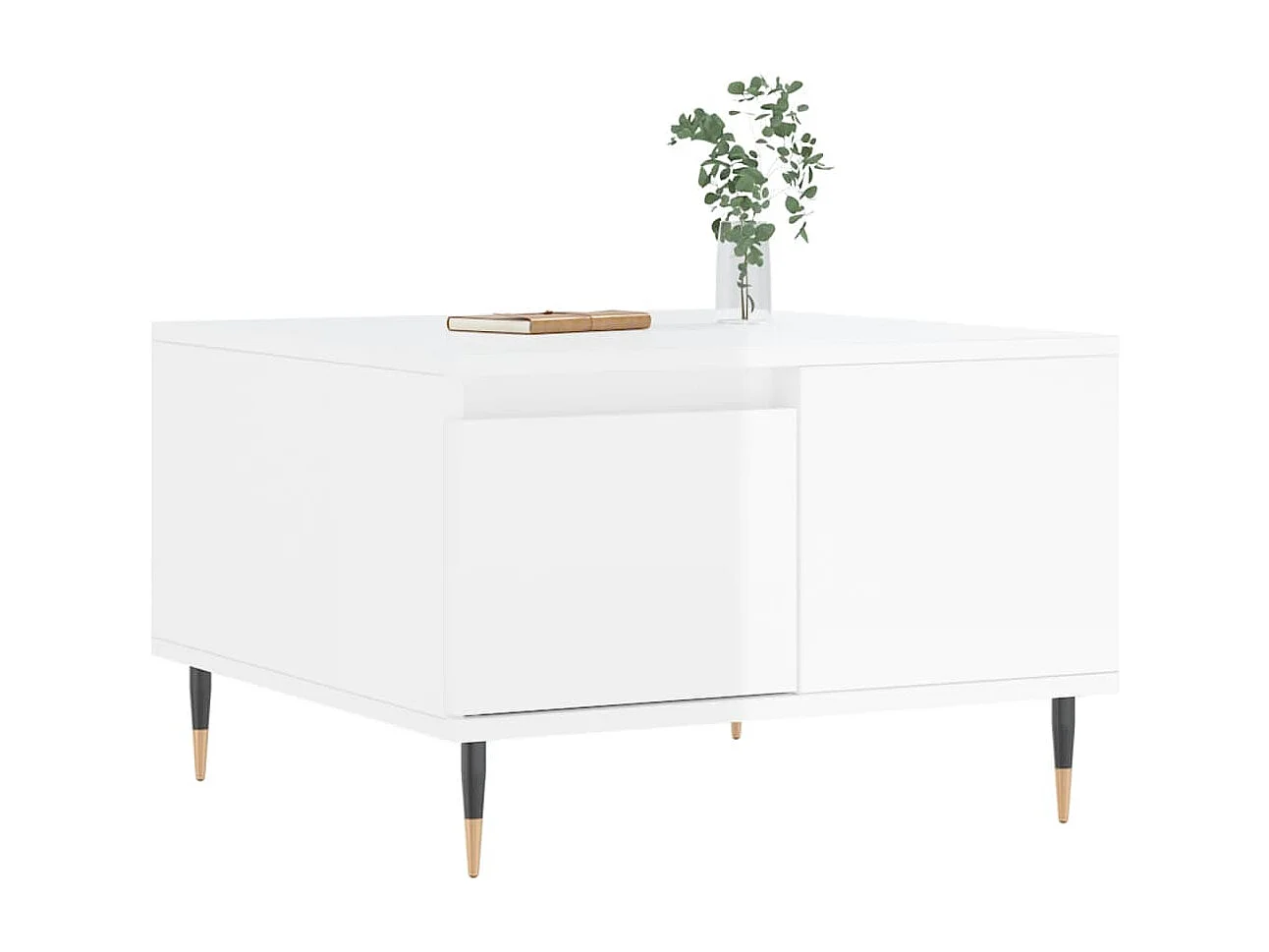 Table basse blanc brillant 55x55x36,5 cm bois d'ingénierie