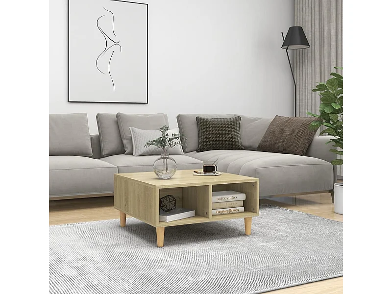 Mesa de centro madera contrachapada roble Sonoma 60x60x30 cm