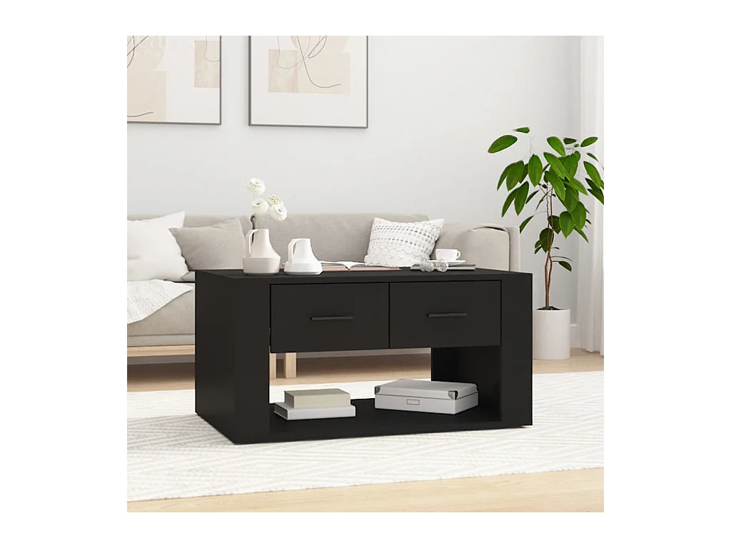 Table basse Noir 80x50x40 cm Bois d'ingénierie