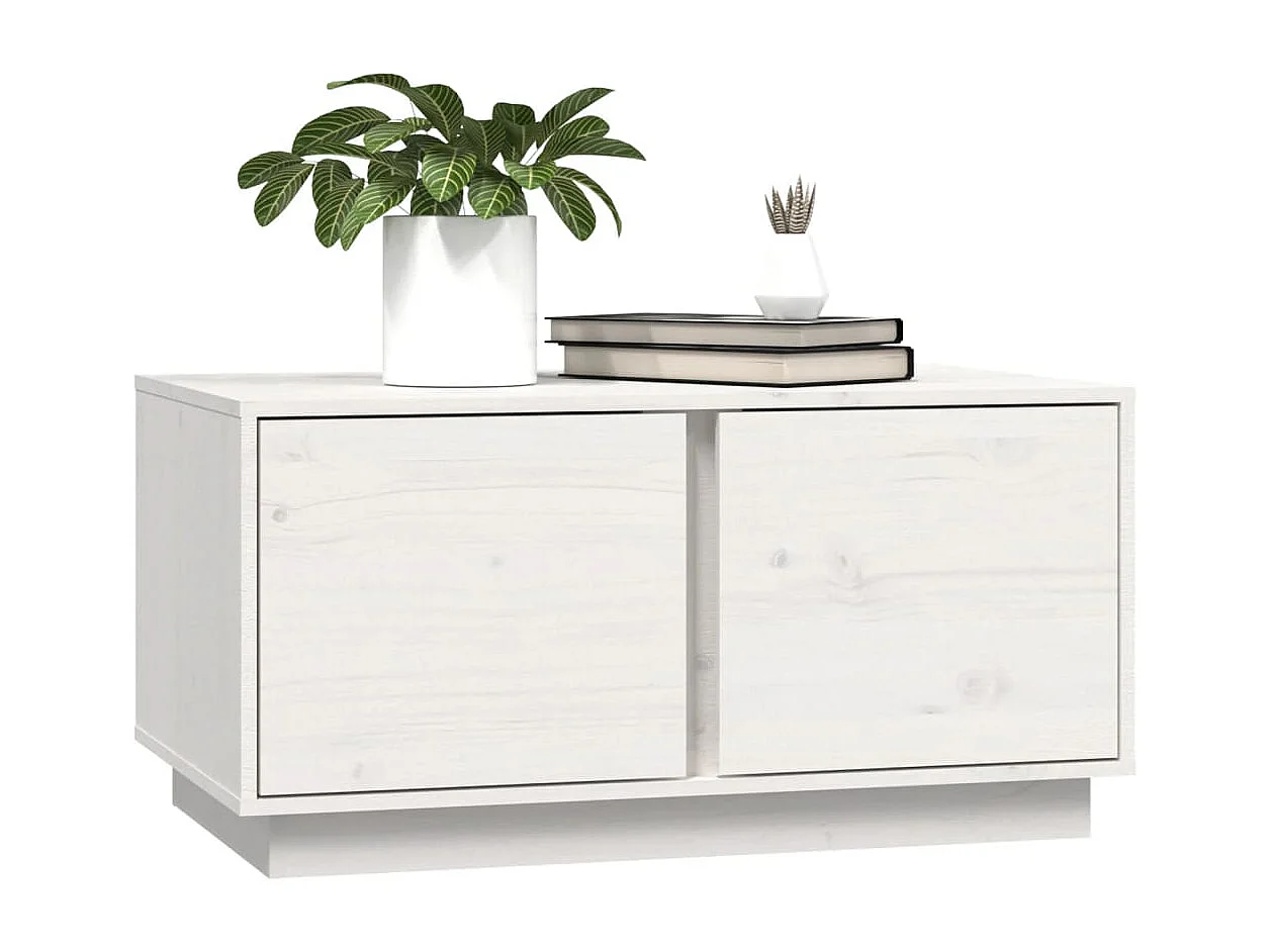 Table basse Blanc 80x50x40 cm Bois massif de pin