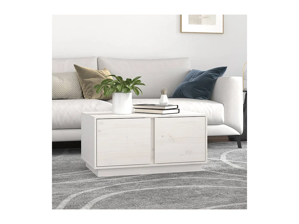 Table basse Blanc 80x50x40 cm Bois massif de pin