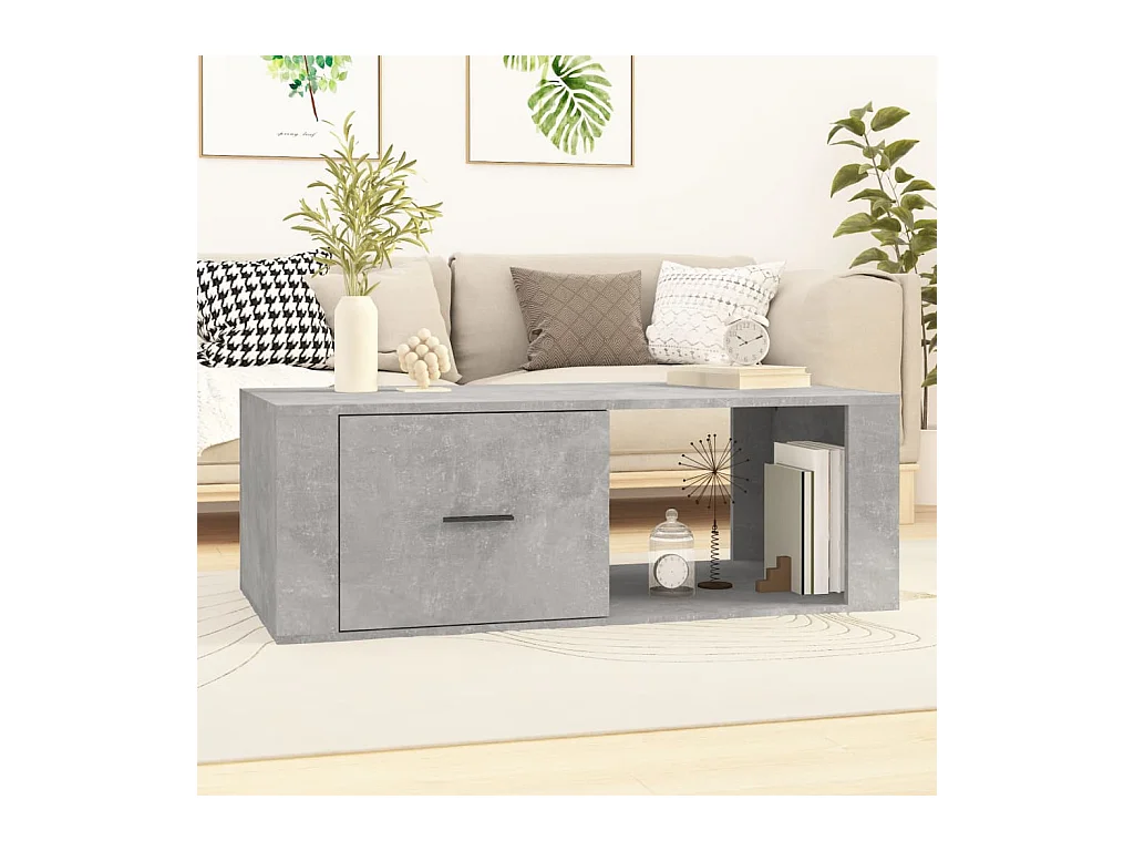 Table basse Gris béton 100x50,5x35 cm Bois d'ingénierie