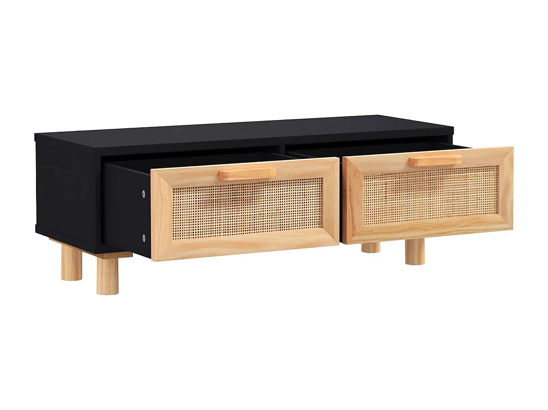 Table basse Noir 80x40x30 cm Bois d'ingénierie et pin massif