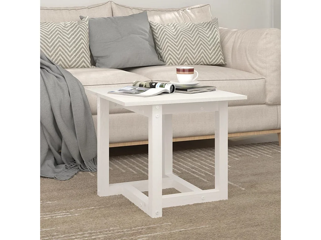 Table basse Blanc 50x50x45 cm Bois massif de pin