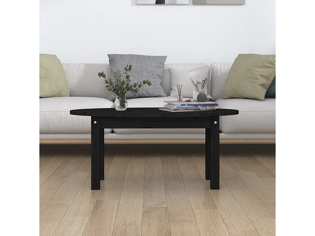 Table basse Noir 80x40x35 cm Bois massif de pin