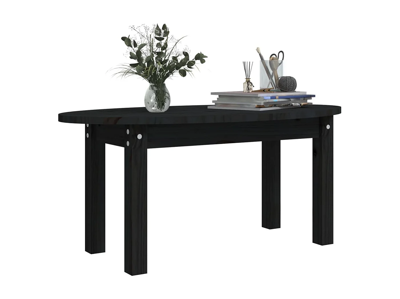 Table basse Noir 80x40x35 cm Bois massif de pin
