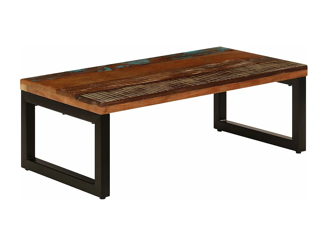 Mesa de centro 100x50x35 cm madeira recuperada maciça e aço
