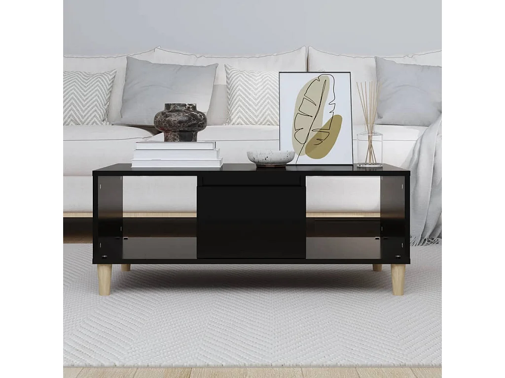 Table basse Noir 90x50x36,5 cm Bois d'ingénierie