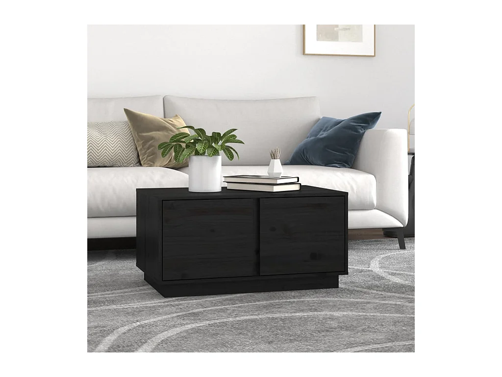 Table basse Noir 80x50x40 cm Bois massif de pin
