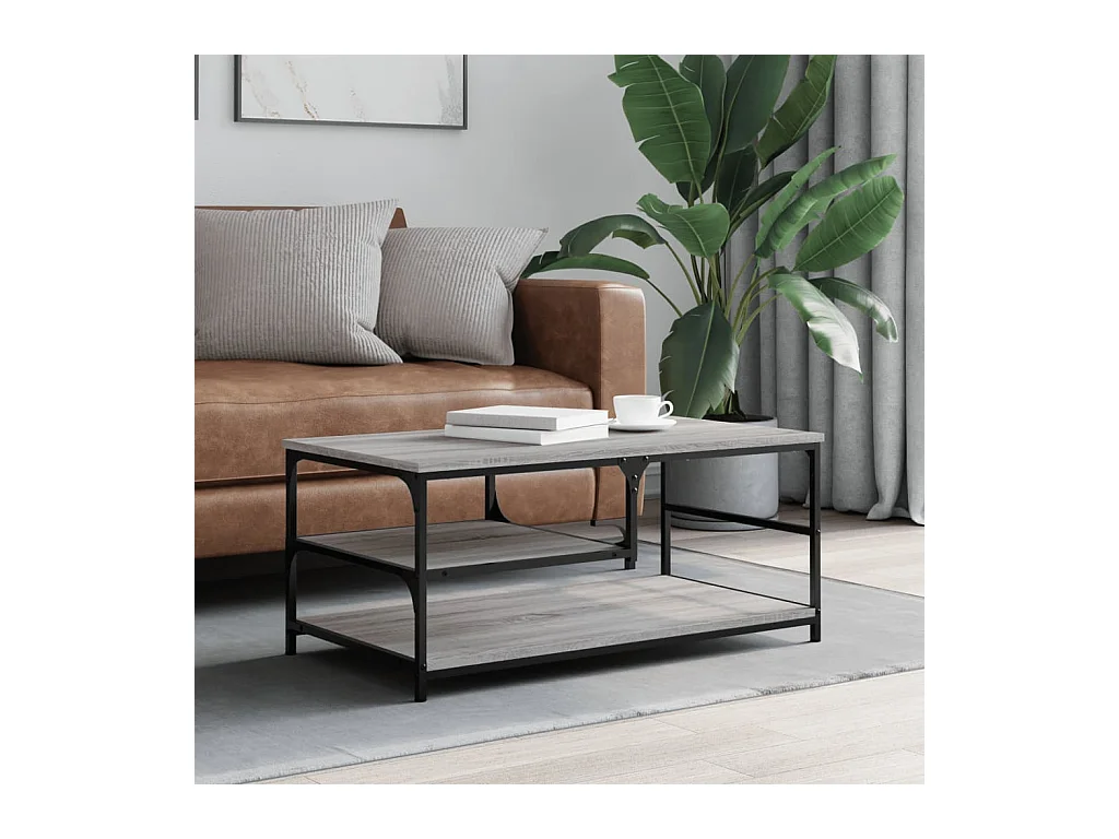 Table basse sonoma gris 90x49x40 cm bois d'ingénierie
