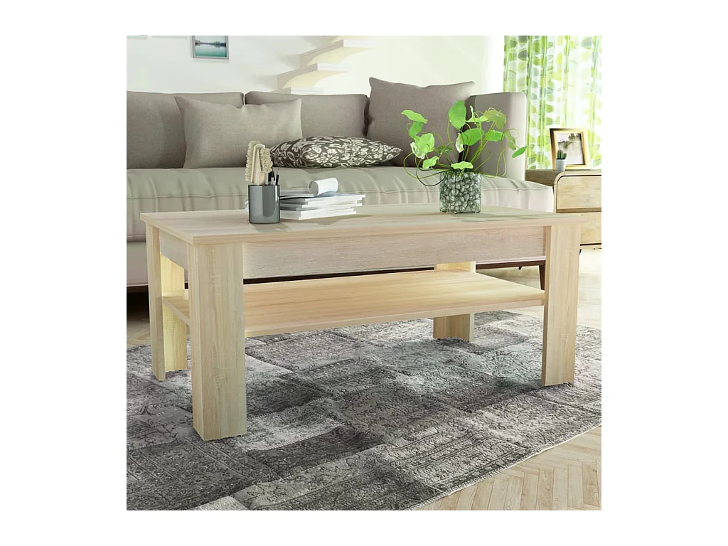 Table basse en aggloméré 110 x 65 x 48 cm Chêne