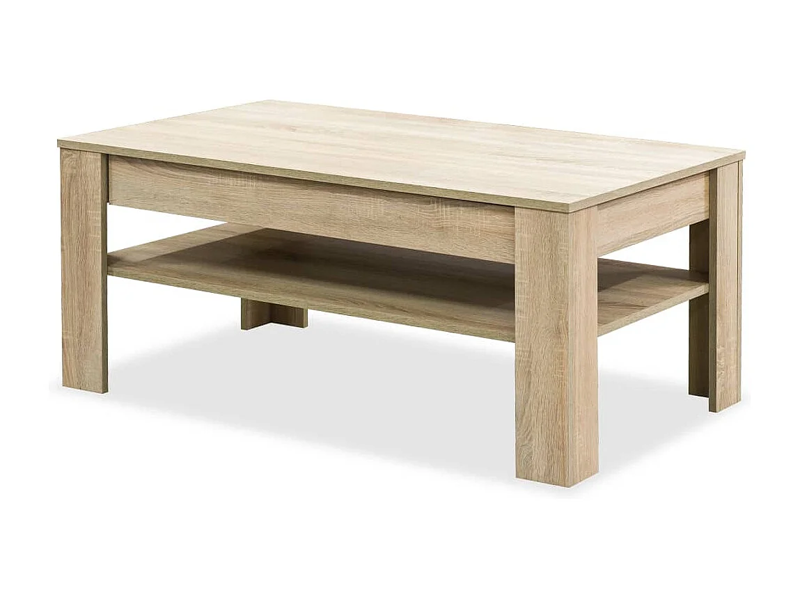 Mesa de centro de madera aglomerada 110x65x48 cm color roble