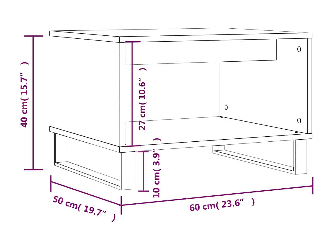 Table basse chêne sonoma 60x50x40 cm bois d'ingénierie
