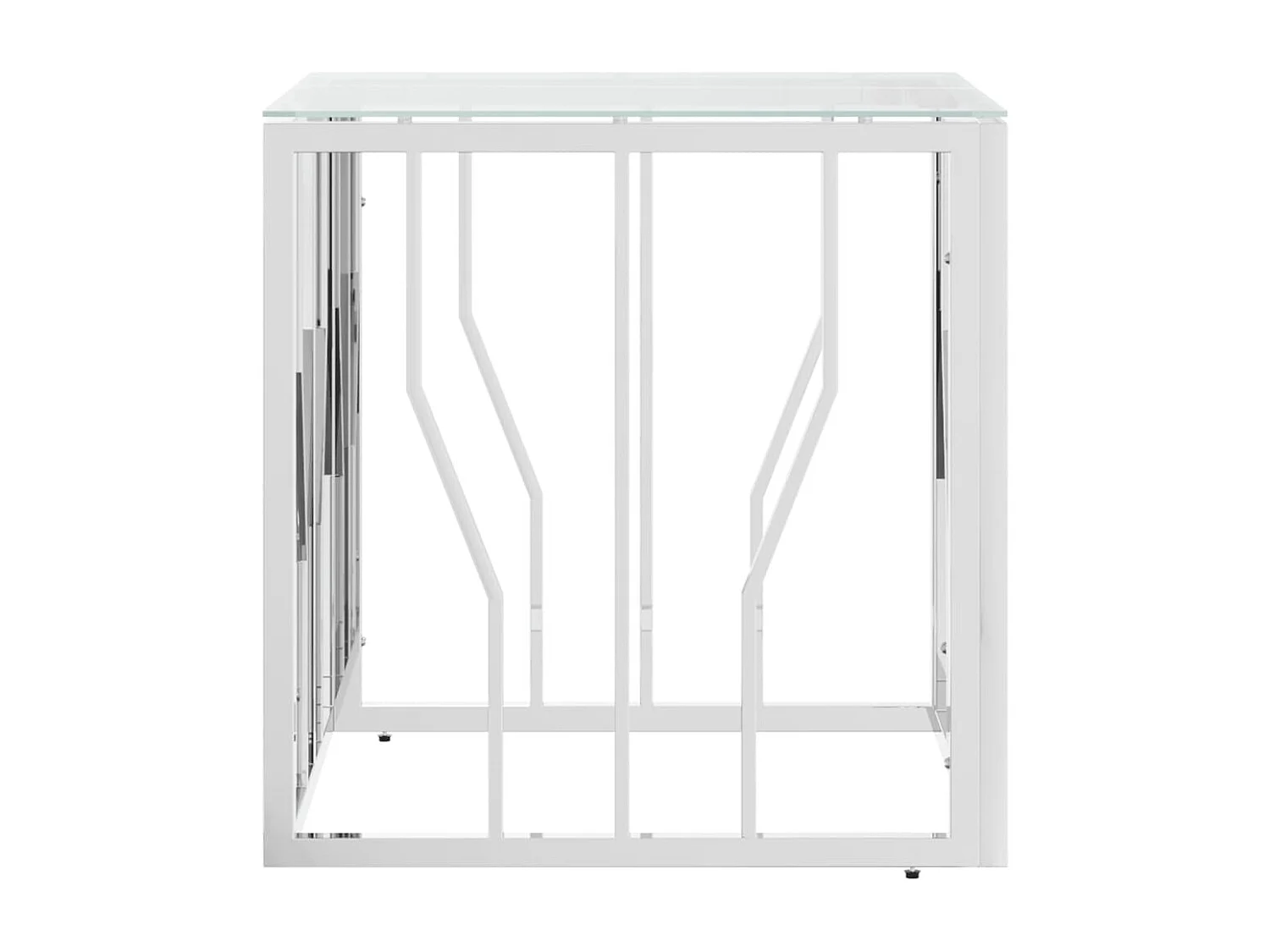 Table basse argenté 50x50x50 cm acier inoxydable et verre