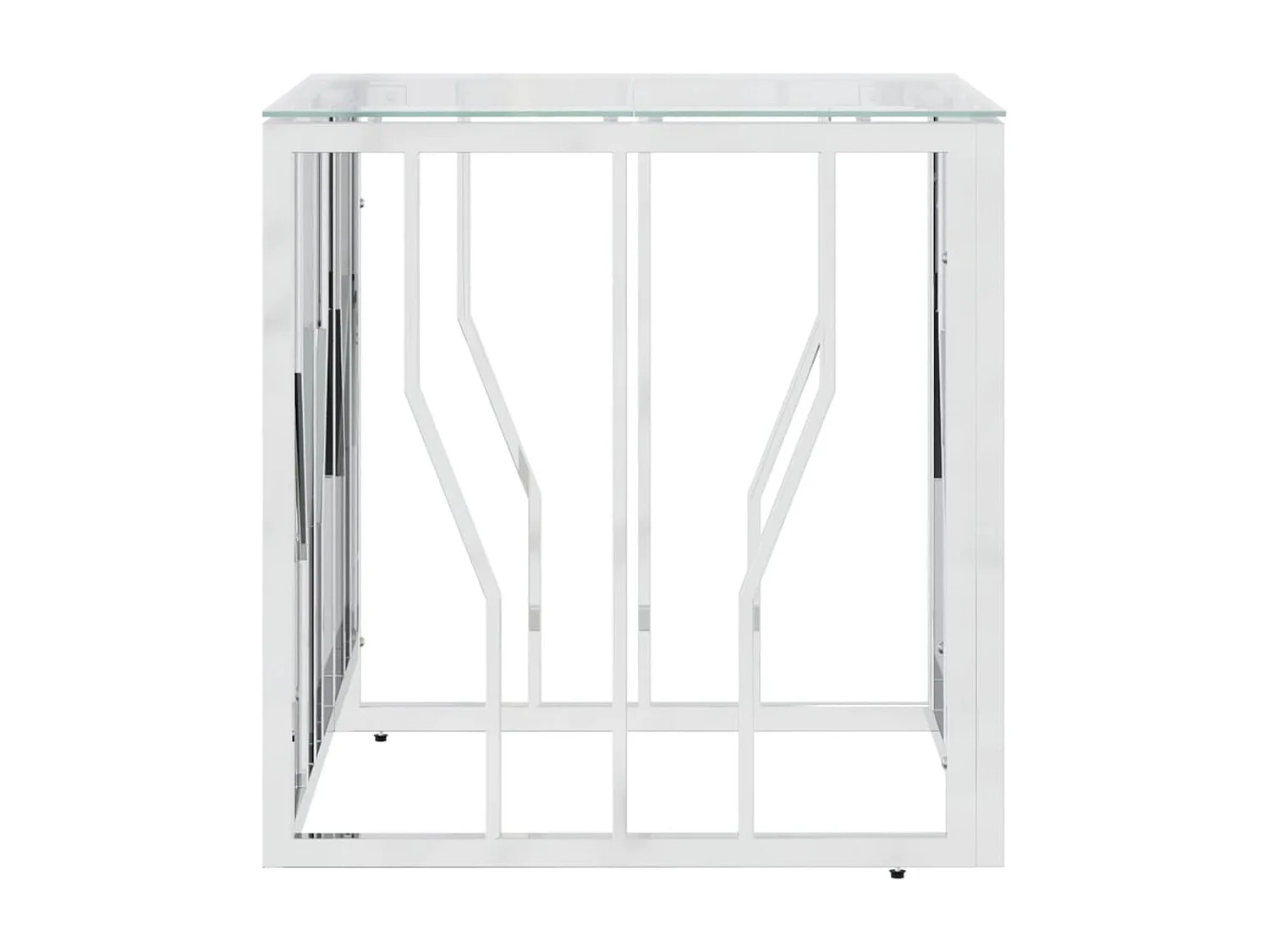 Table basse argenté 50x50x50 cm acier inoxydable et verre