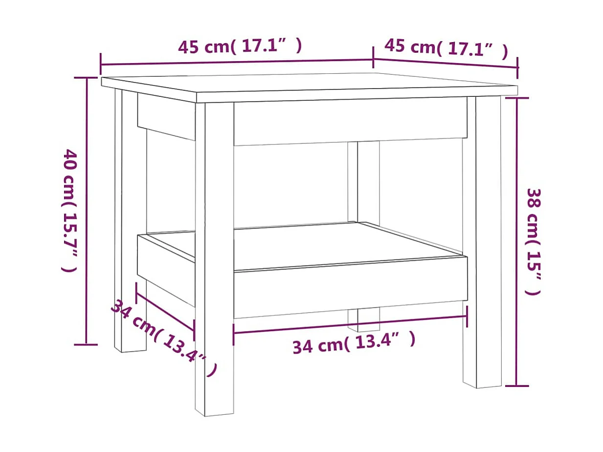 Table basse Blanc 45x45x40 cm Bois massif de pin