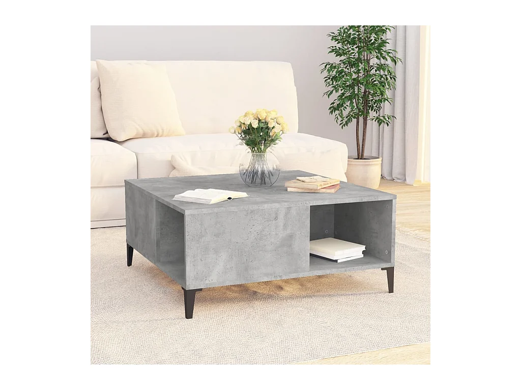 Table basse gris béton 80x80x36,5 cm bois d'ingénierie