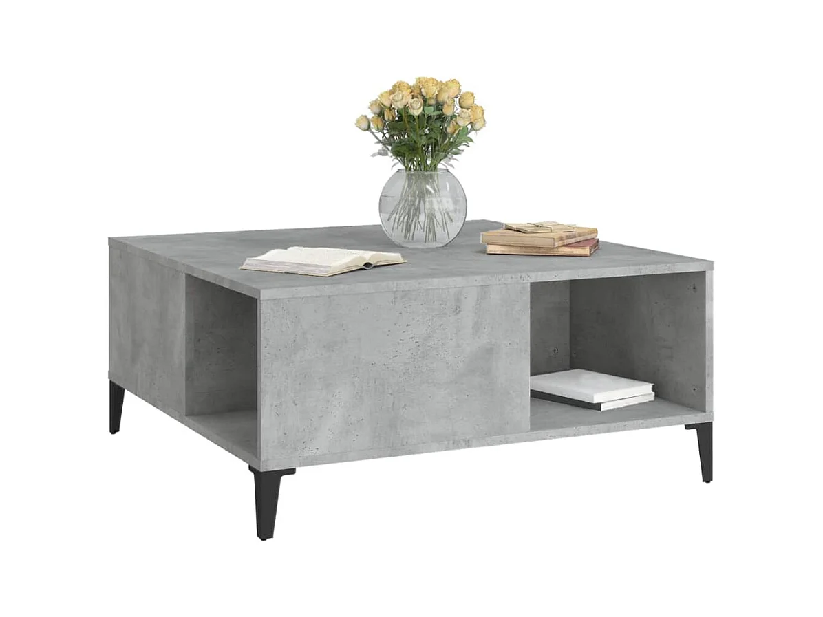 Table basse gris béton 80x80x36,5 cm bois d'ingénierie
