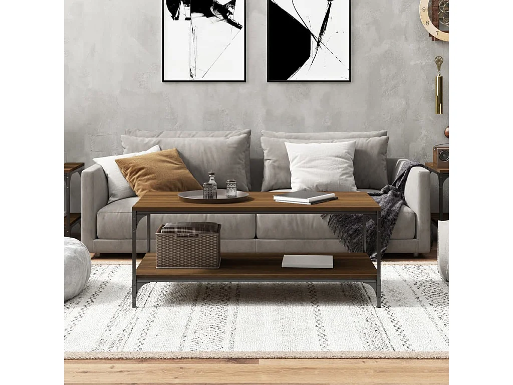 Mesa centro 100x50x40 cm derivados de madeira carvalho castanho