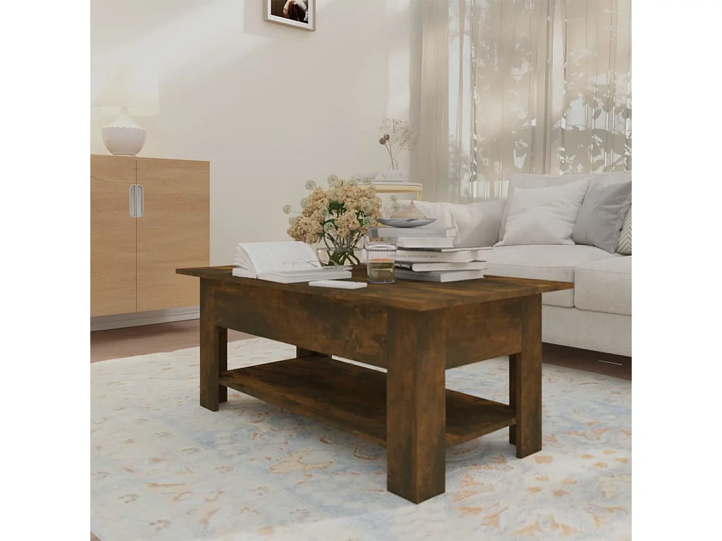 Table basse Chêne fumé 102x55x42 cm Aggloméré