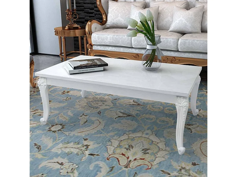 Mesa de centro 115x65x42 cm branco brilhante