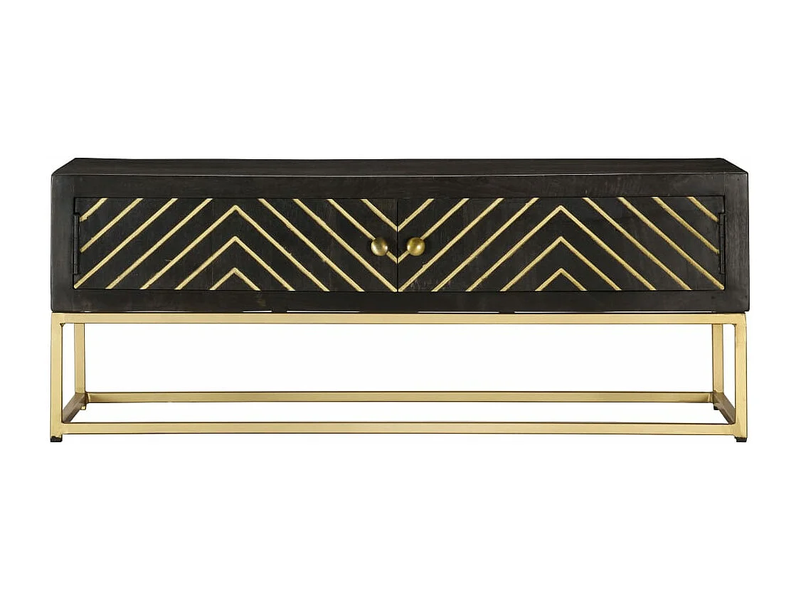 Mesa de centro 90x50x35 cm mangueira maciça preto e dourado