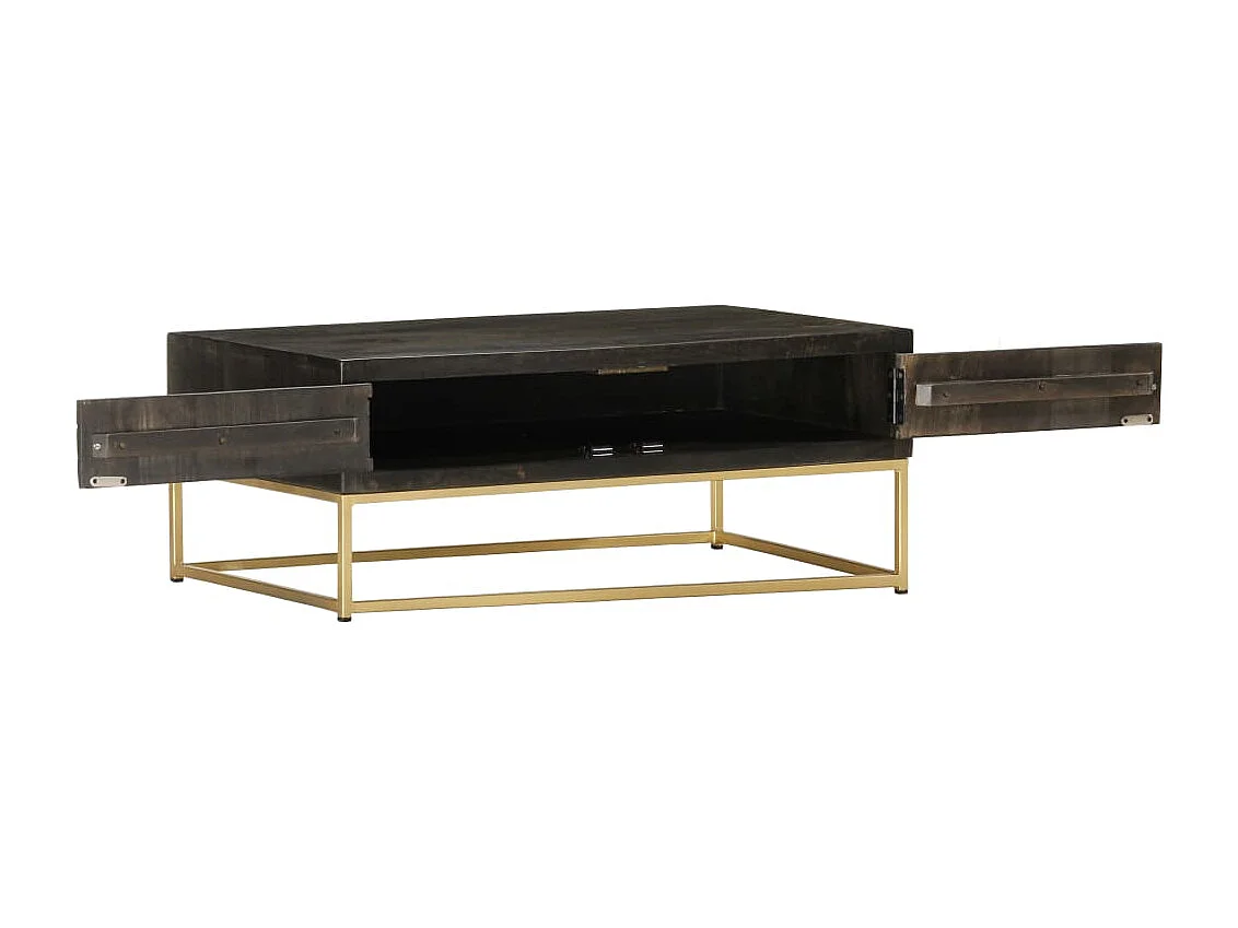 Mesa de centro 90x50x35 cm mangueira maciça preto e dourado