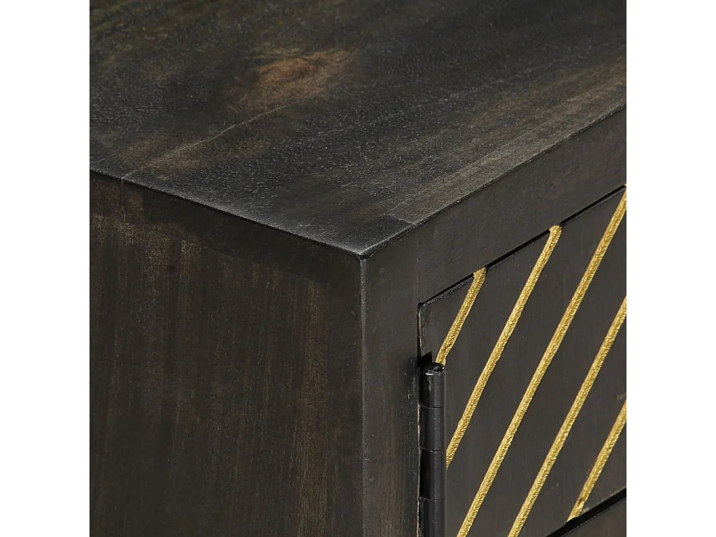 Mesa de centro 90x50x35 cm mangueira maciça preto e dourado