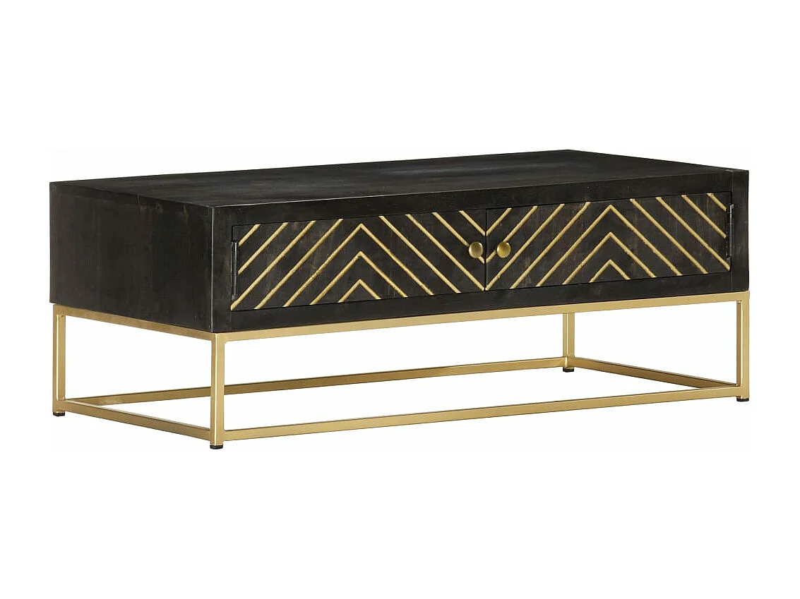 Mesa de centro 90x50x35 cm mangueira maciça preto e dourado