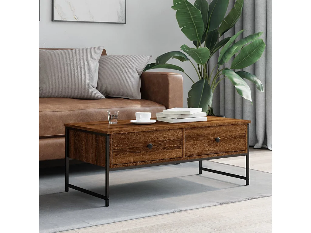 Table basse chêne marron 101x49x39,5 cm bois d'ingénierie