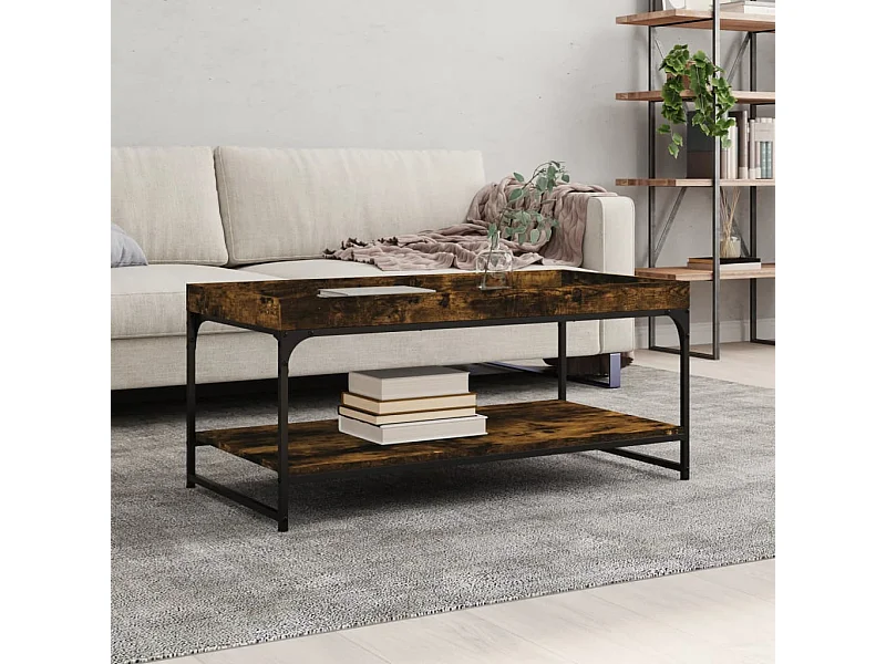 Table basse chêne fumé 100x49x45 cm bois d'ingénierie