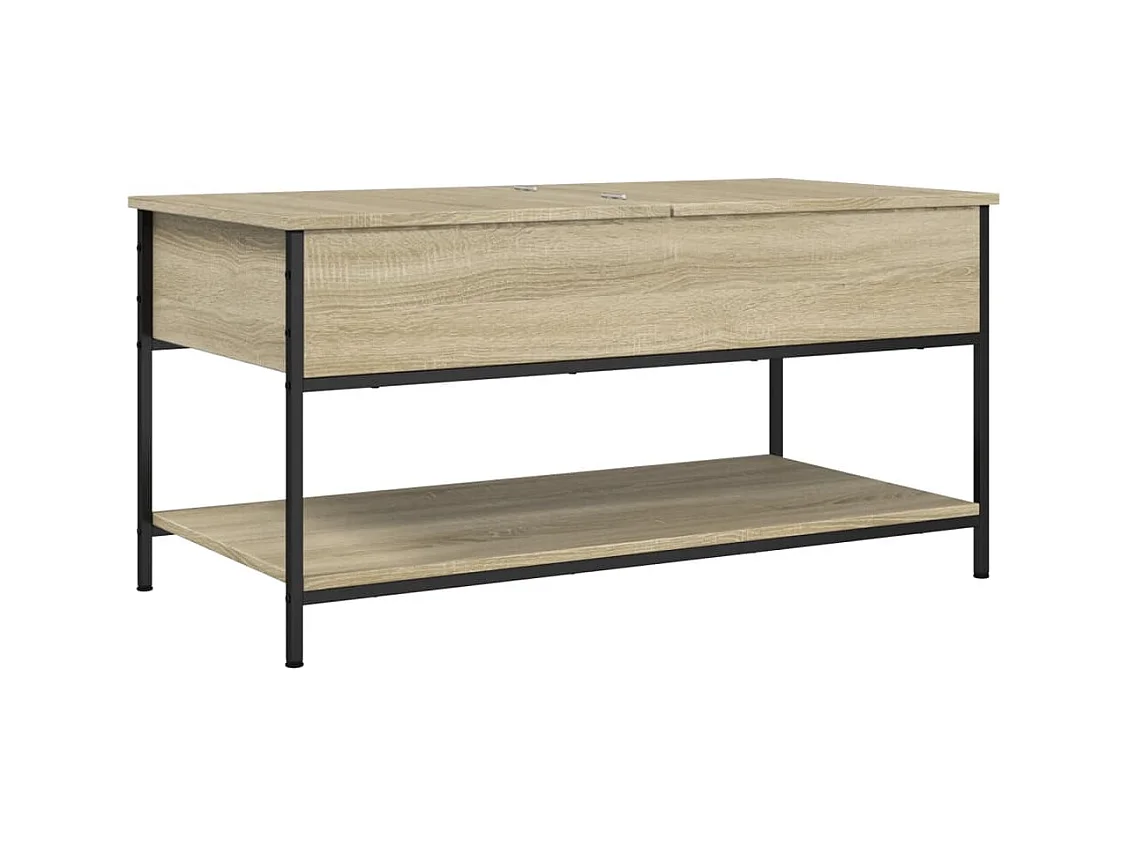 Table basse chêne sonoma 100x50x50cm bois d'ingénierie et métal