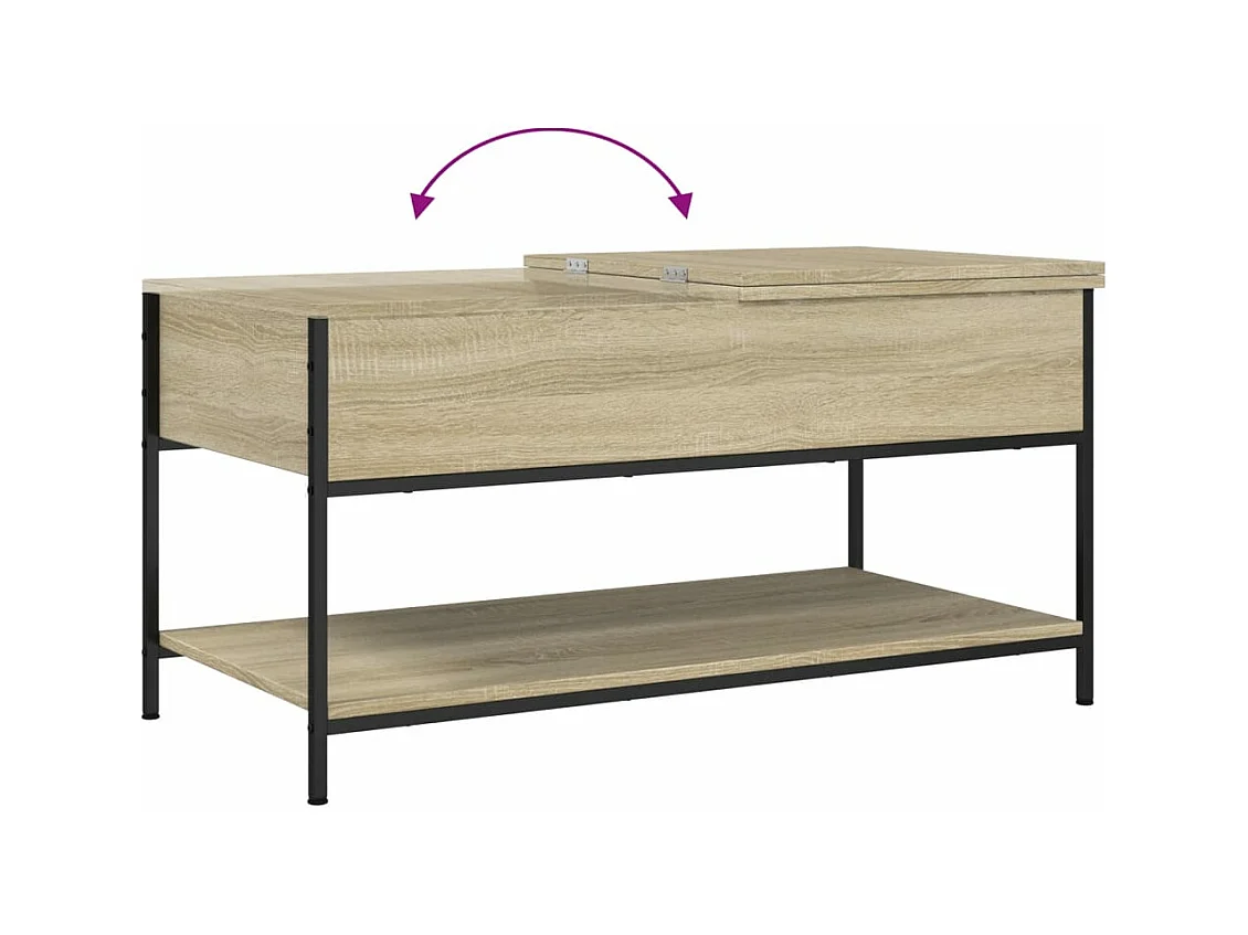 Table basse chêne sonoma 100x50x50cm bois d'ingénierie et métal