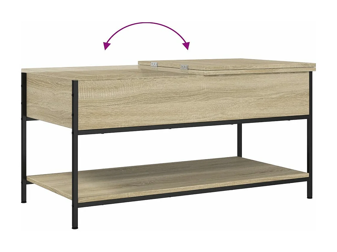 Table basse chêne sonoma 100x50x50cm bois d'ingénierie et métal