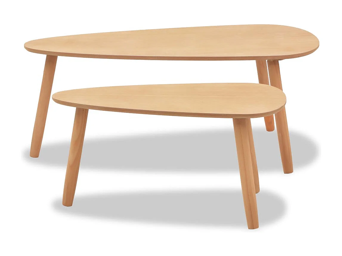 Ensemble de tables basses 2 pièces Bois de pin massif Marron