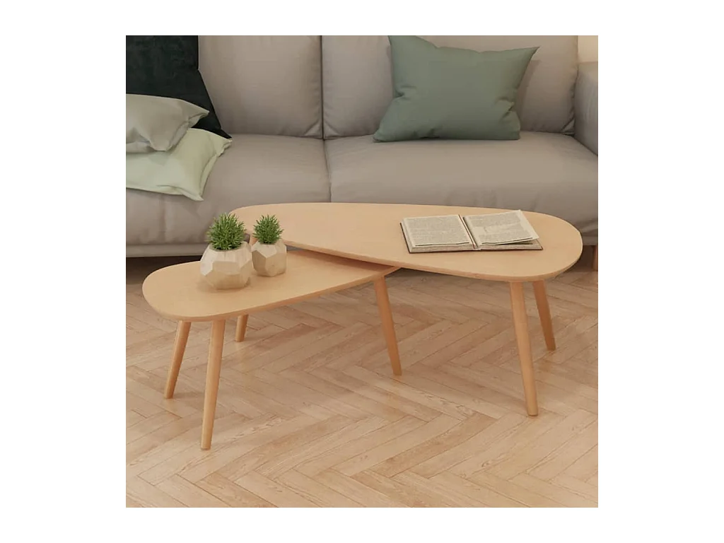 Ensemble de tables basses 2 pièces Bois de pin massif Marron