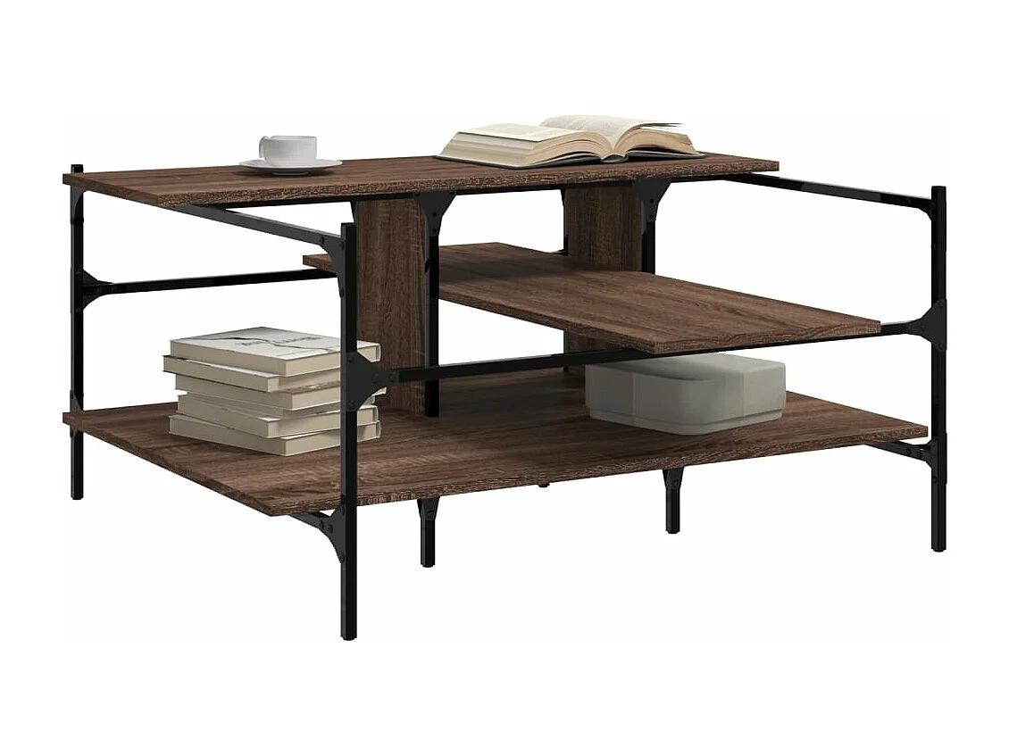 Table basse chêne marron 100x100x48,5 cm bois d'ingénierie