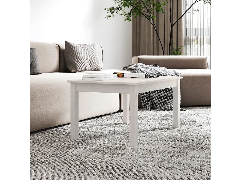 Mesa de centro 80x50x40 cm madeira de pinho maciça branco