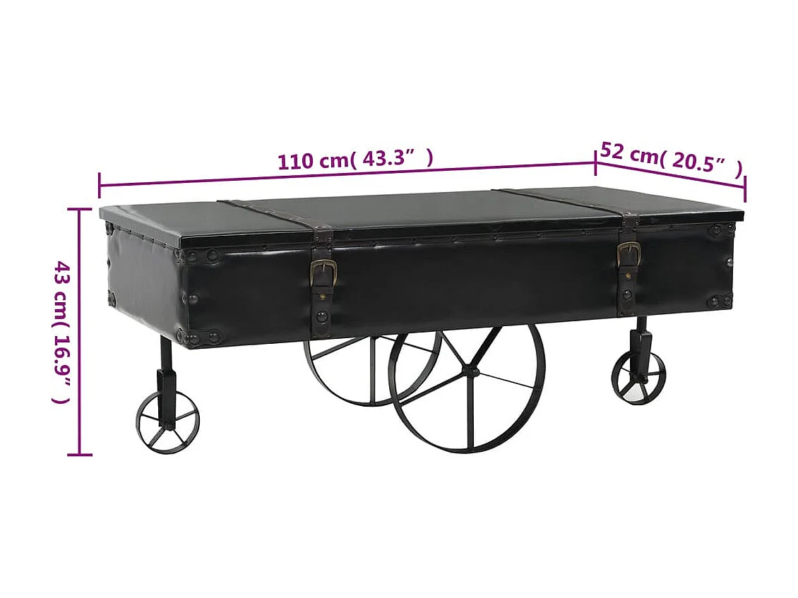 Table basse avec roulettes noir 110x52x43 cm bois d'ingénierie