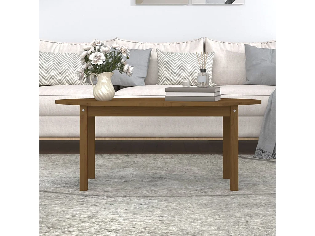 Table basse Marron miel 110x55x45 cm Bois massif de pin