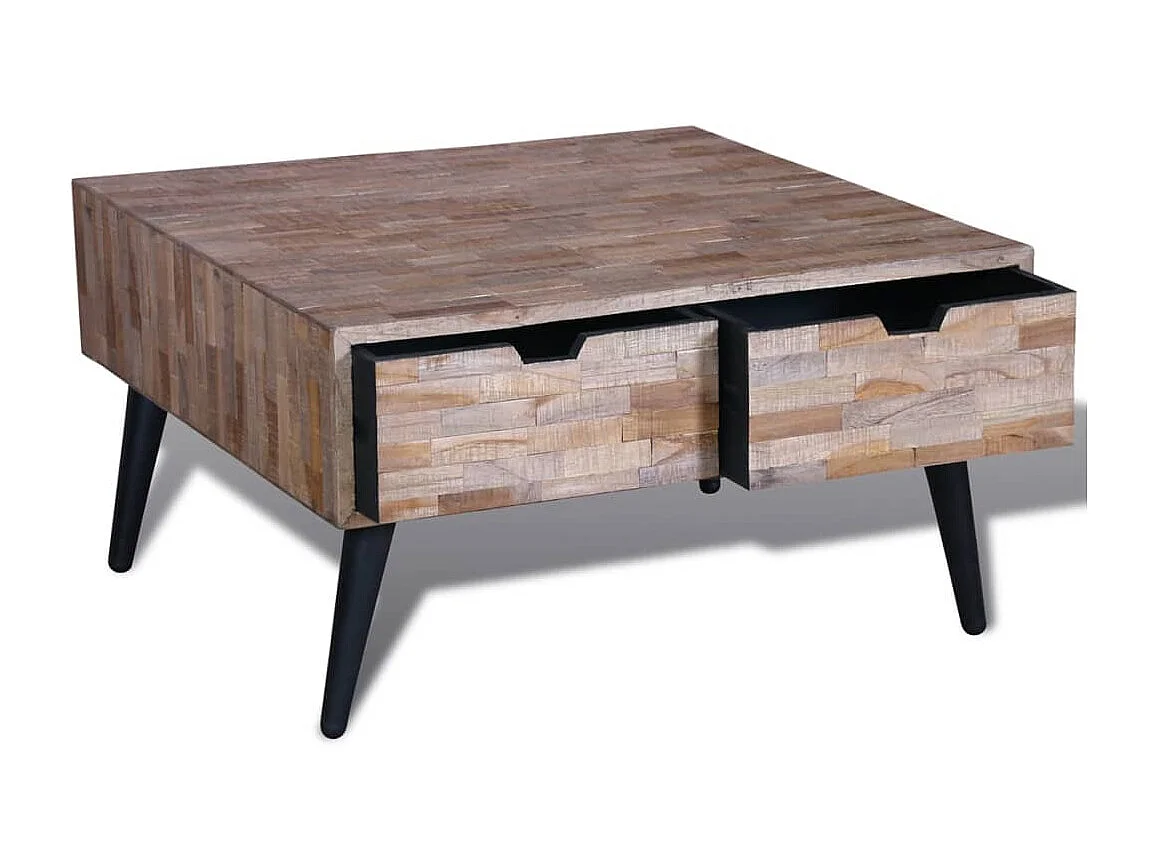 Table basse avec 4 tiroirs Bois de teck recyclé