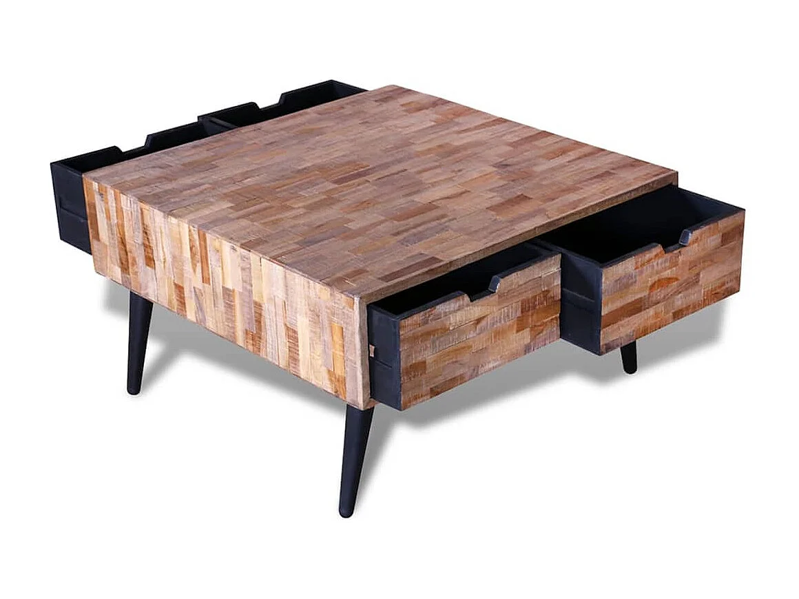 Table basse avec 4 tiroirs Bois de teck recyclé