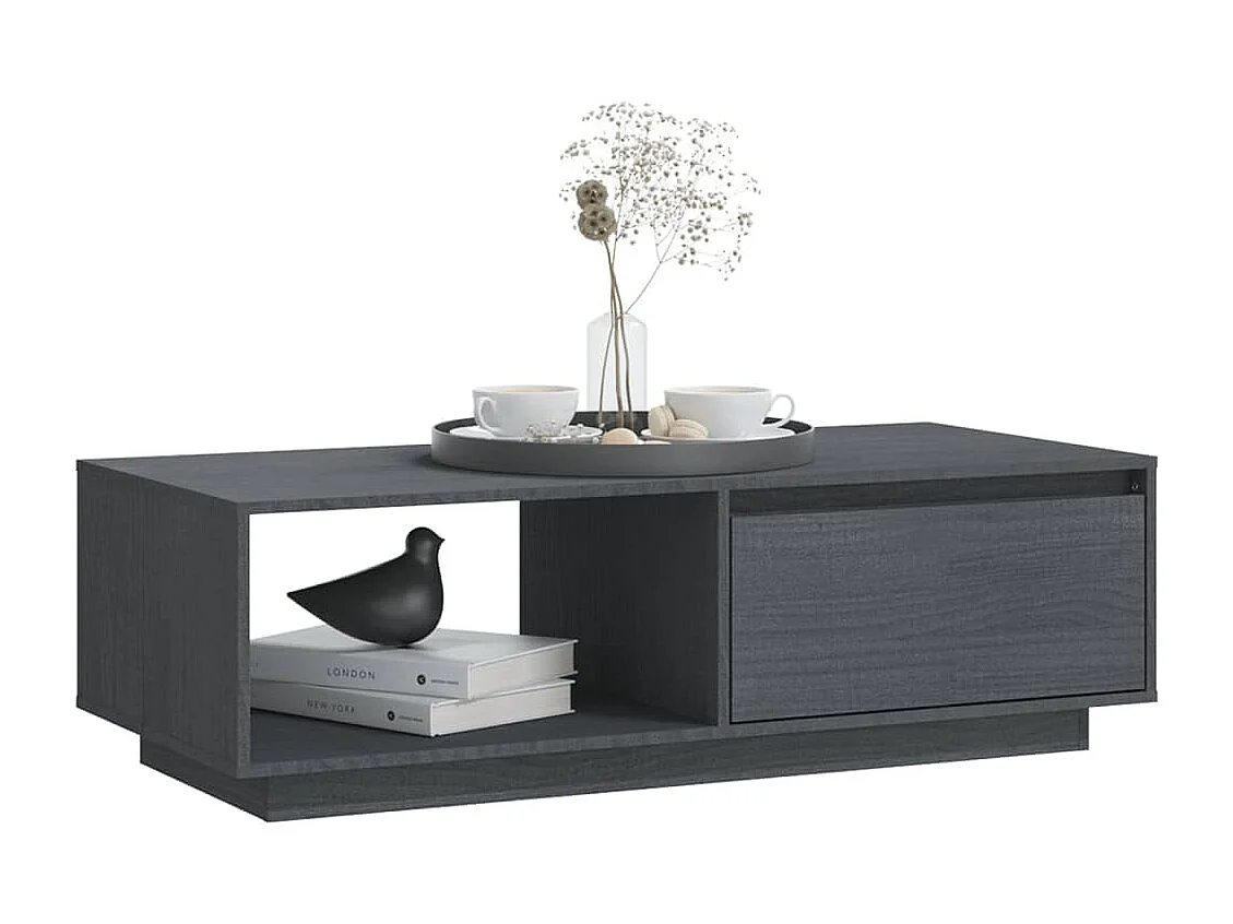 Table basse Gris 110x50x33,5 cm Bois de pin massif