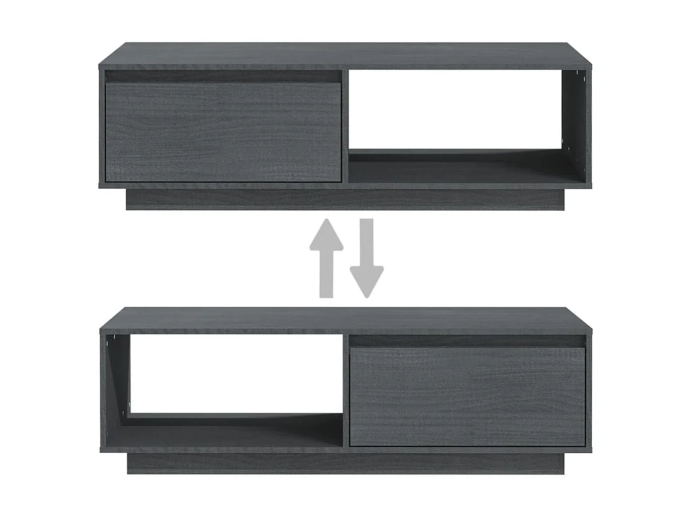 Table basse Gris 110x50x33,5 cm Bois de pin massif