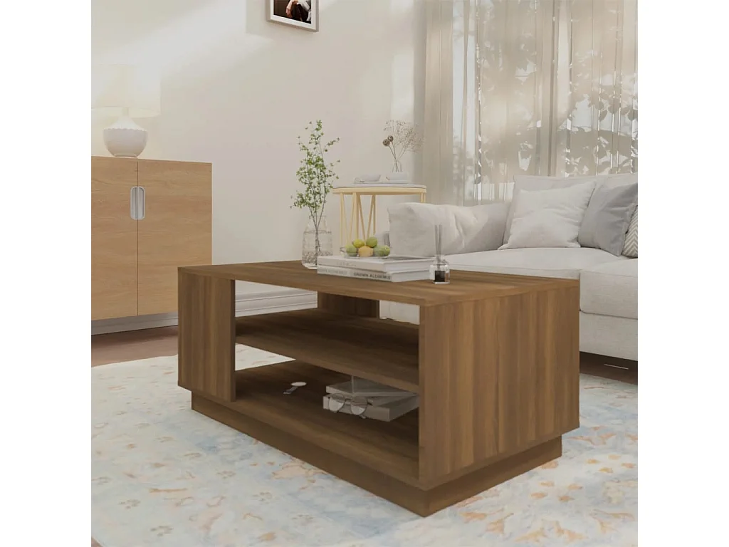 Table basse Chêne marron 102x55x43 cm Aggloméré